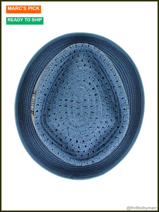 Straw Porkpie Fedora Hat - Lightweight Summer Trilby main image 5